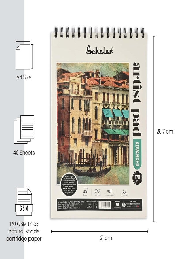 Scholar Artist Pad - Advanced (A4) (170 GSM, Natural Shade Cartridge Paper, Wiro Bound) - Image 2